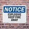 Signmission Explosives Keep Fire Away OSHA Notice Sign, Plastic, 10in W x 7in L, 2PK OS-2PACK-NS-P-710-L-12279 - alternate 2